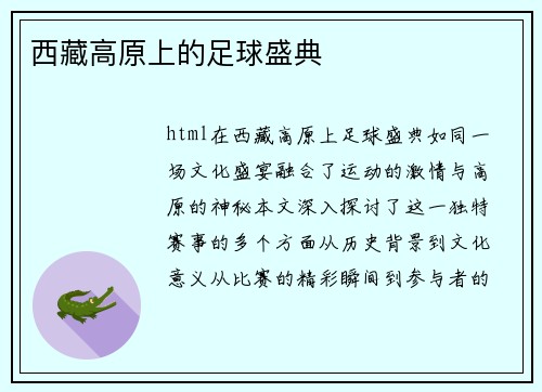 西藏高原上的足球盛典