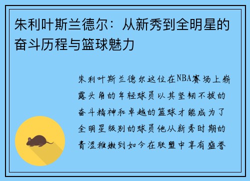 朱利叶斯兰德尔：从新秀到全明星的奋斗历程与篮球魅力