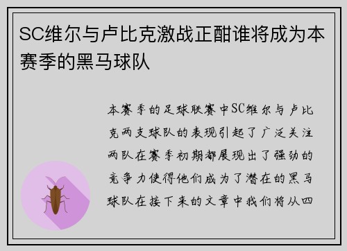 SC维尔与卢比克激战正酣谁将成为本赛季的黑马球队